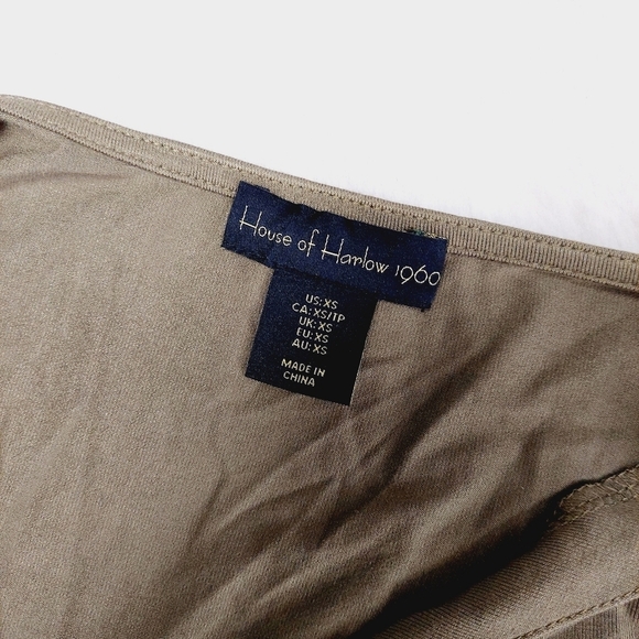 House of Harlow 1960 Green Scrunch Front Ruched Sleeve Crop Top Blouse P5015 - Picture 6 of 8